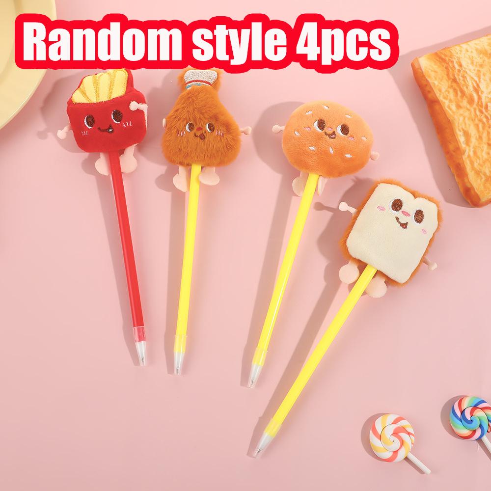 

8Pcs Creative Hamburger Fries Styling Plush Pen Comfortable Grip Stationery School Office Supplies Student Prize Gift Writing Tools Holiday Gift Novel Random style