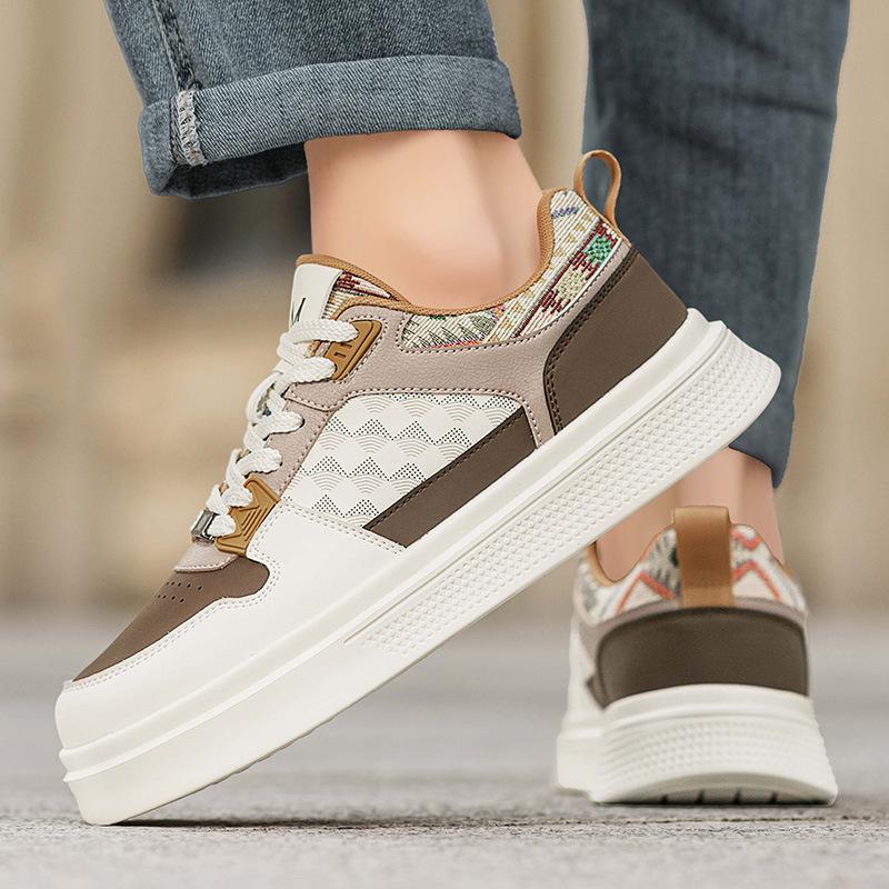 Men's New Trendy Fashion Versatile Casual Trendy Shoes Ethnic Style Thick-soled Low-top Cushioning Comfortable Sports Skateboard Shoes