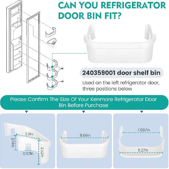 UPGRADED 240359001 Freezer Door Bin Compatible with Frigidaire 240359000 Replacement AP2116072 240359007 Freezer Door Bin, Also Compatible with