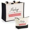 Beach Bag - PLANETEE - Maëlys On Vacation - Jute Tote Bag and Black Toiletry Bag Duo - Cotton - Printed In France