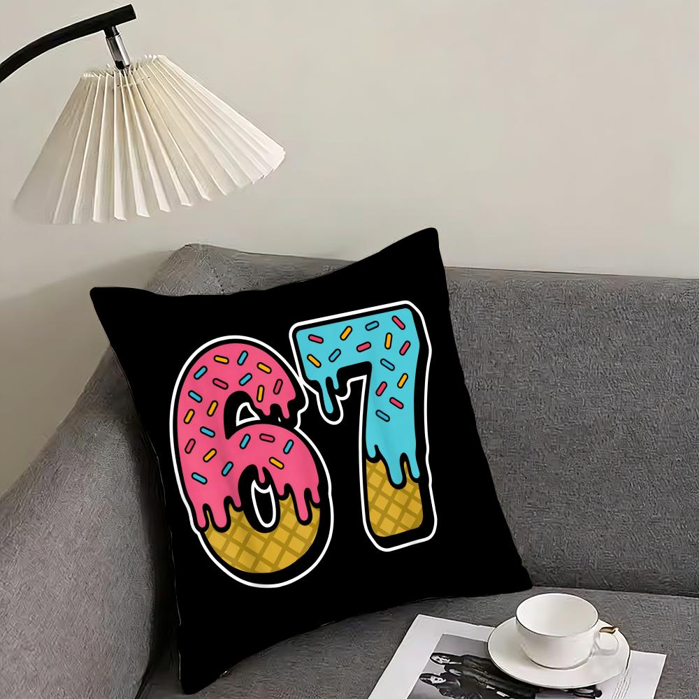 Funny 67 six seven Cushion Cover Elegant Comfort Pillowcase Sofa Bed Doublesided Printed Invisible Zipper Home Decor