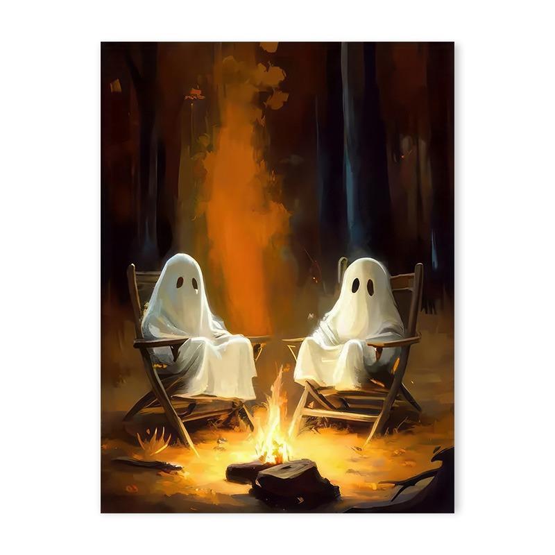 Vintage Halloween Cute Black Cat Candle Ghost Canvas Painting Nordic Dark Horror Academy Posters Bedroom Wall Art Home Decor