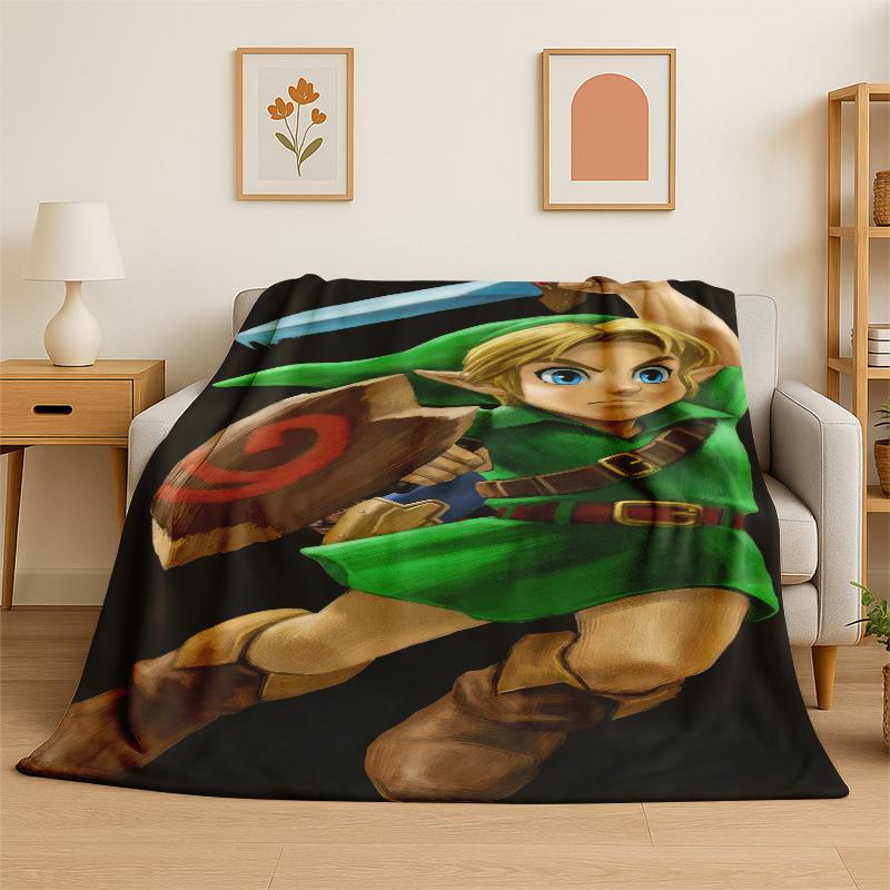 Classic Game ZZelda Cartoon Link Flannel Blanket Soft Warm Throw Blanket for Bedroom Living Room Bed Travel Camping Picnic