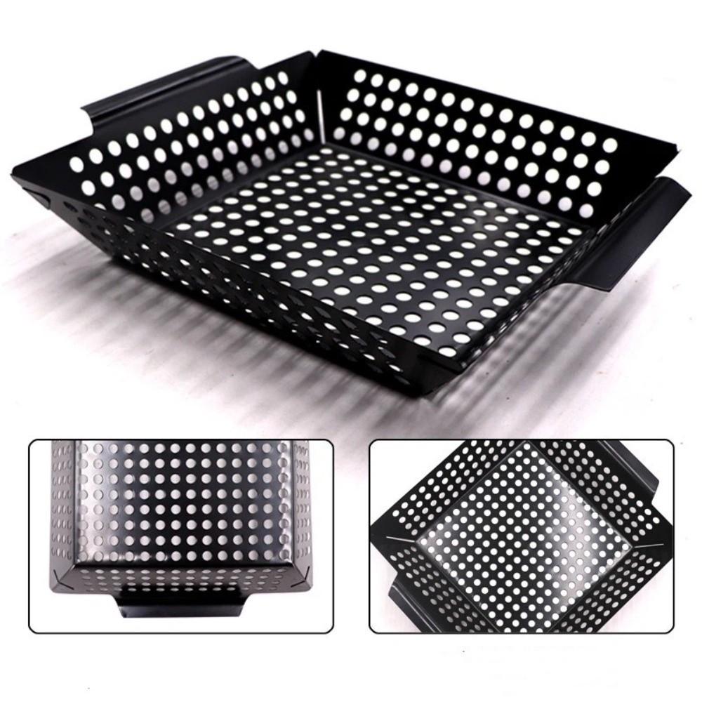 Large Capacity Metal BBQ Pan Heat Resistant Grill Basket Cooking Tools Grill Tray  Home Cooking