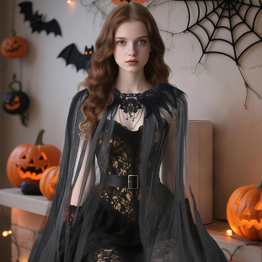 Feathers Cape Halloween Cosplay Cape Costume Retro Cosplay Cloak for Women Ladies Event Organizers Stage Performance School