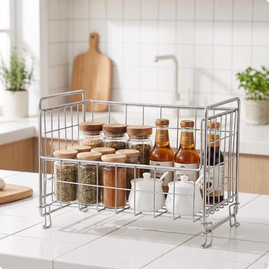 Countertop Storage Rack with Z-Shaped Feet Sturdy Wire Basket Baskets