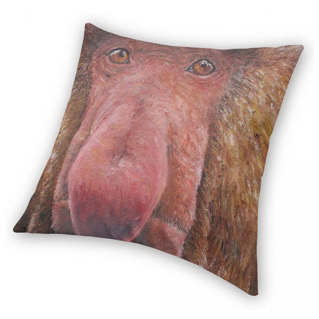 Proboscis Monkey Nasalis Larvatus Pillowcase Polyester Linen Velvet Creative Zip Decor Home Cushion Cover 45x45