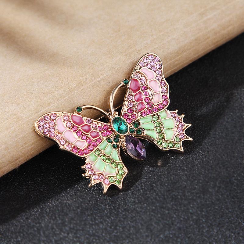 Vintage Delicate Rhinestone Butterfly Insect Brooch for Women