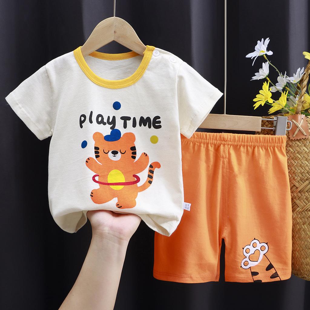 Children's Cotton T-shirt Set - Summer Boys' Casual Short-sleeved Shorts 2-piece Set