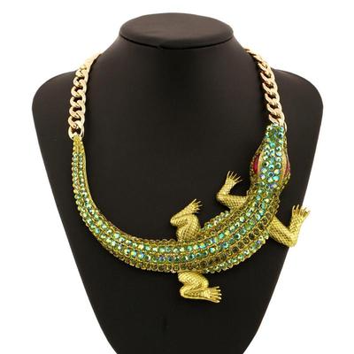 Collier ras du cou en strass crocodile exagéré pour femmes, animaux mignons, gros colliers maxi épais