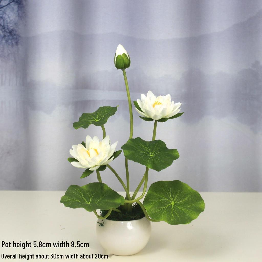 Artificial Lotus Flowers for Buddha Altar, Decorative Silk Bonsai, and Small Guanyin Ornaments