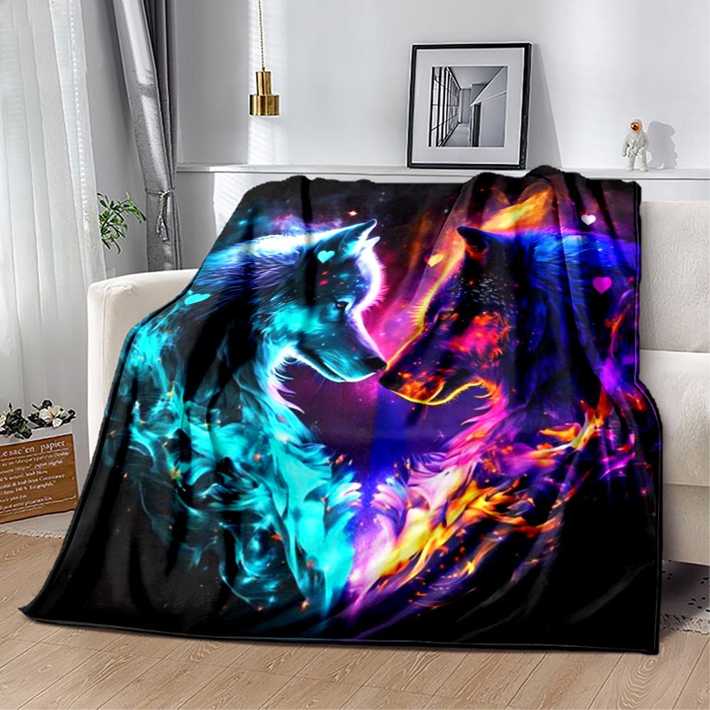 Wolf Moon Reflection Blanket,Suitable for sofas, offices, travel, living rooms, Gifts to relatives and friends, Blanket,Suitable for all seasons.