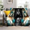 Gotisch Schedel Gezicht Roos Vrouw Verschrikkelijke Cartoon Deken, Zachte Plaid Deken voor Huis Slaapkamer Bed Bank Reis Picknick Cover Kinder Cadeau