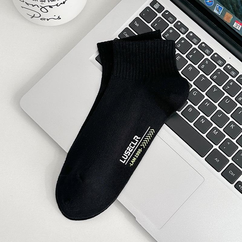 

Short Socks - Men s Light Summer Plain-colored Cotton Socks with Mesh Ventilation and Heat-pressing Printing - Boat Shoes - Low-top Sports Socks 1 pair