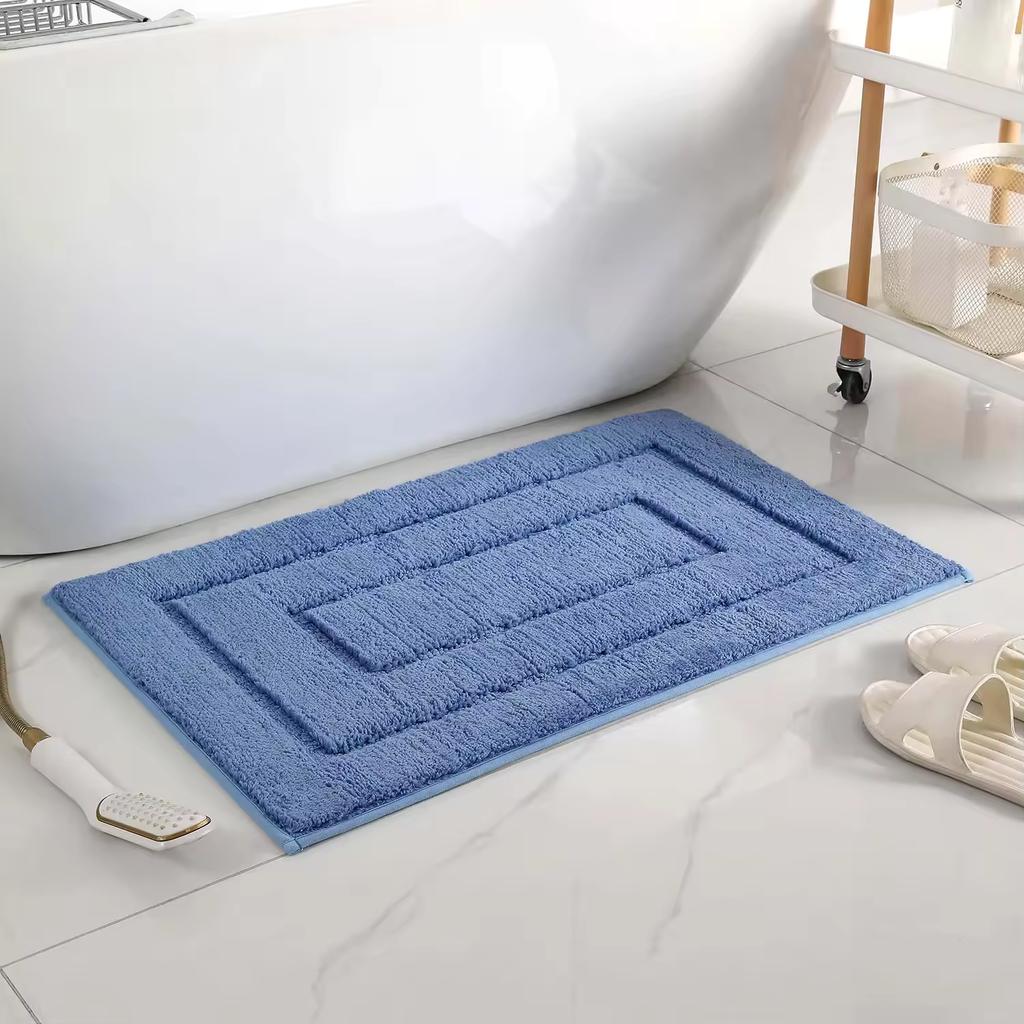 Plush Bathroom Floor Mat with Back Shaped Design, Anti Slip Foot Mat, Bathtub Absorbent Mat, Entrance Door Mat, Bathroom Small Carpet