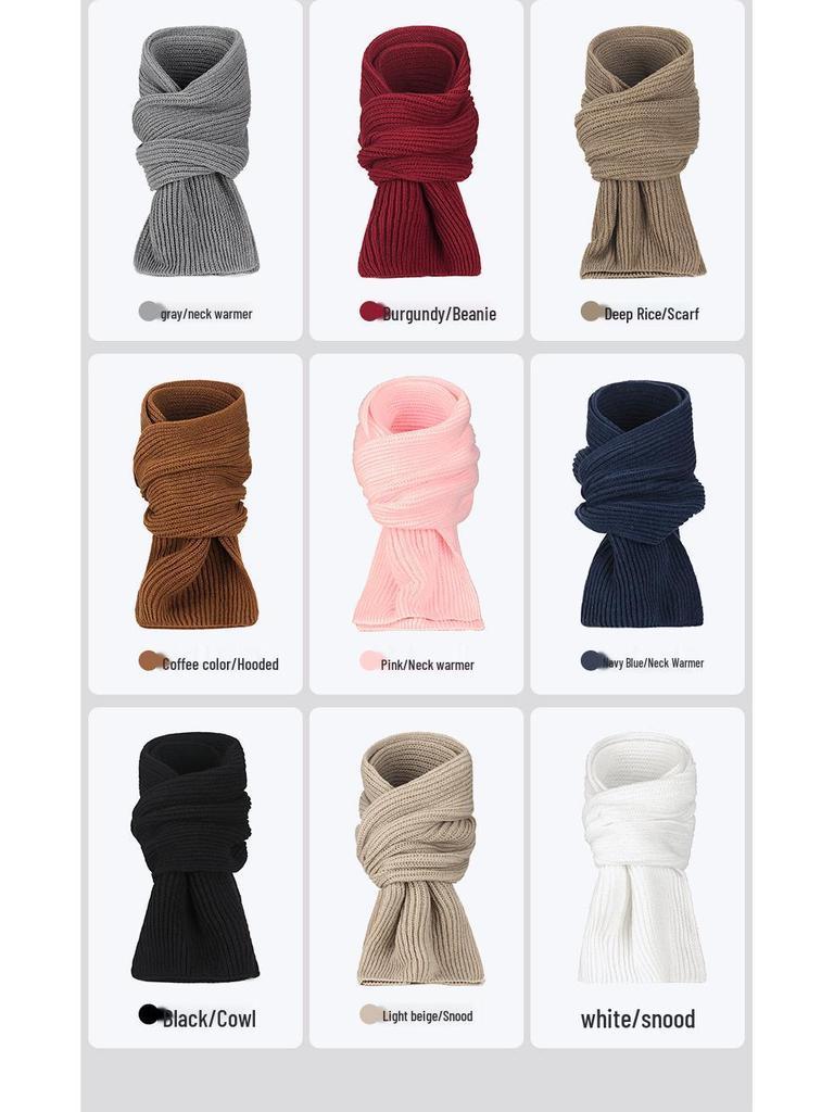 FEWK Winter Extra-Langer Schal und Mütze Set - Unisex Fleecefutter Kältefest Warm Gestrickt