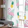 Flamingo Pineapple Green Leaf Tulle Curtains For Living Room Decoration Modern Chiffon Sheer Voile Kitchen Curtain