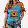 Women's Halloween Print Raglan Short Sleeve T-Shirt