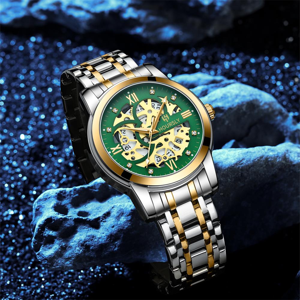 New Business Leisure Men's Quartz Watch Fashionable and Trendy Lifestyle Waterproof Night Light Diamond Inlaid Quartz Watch