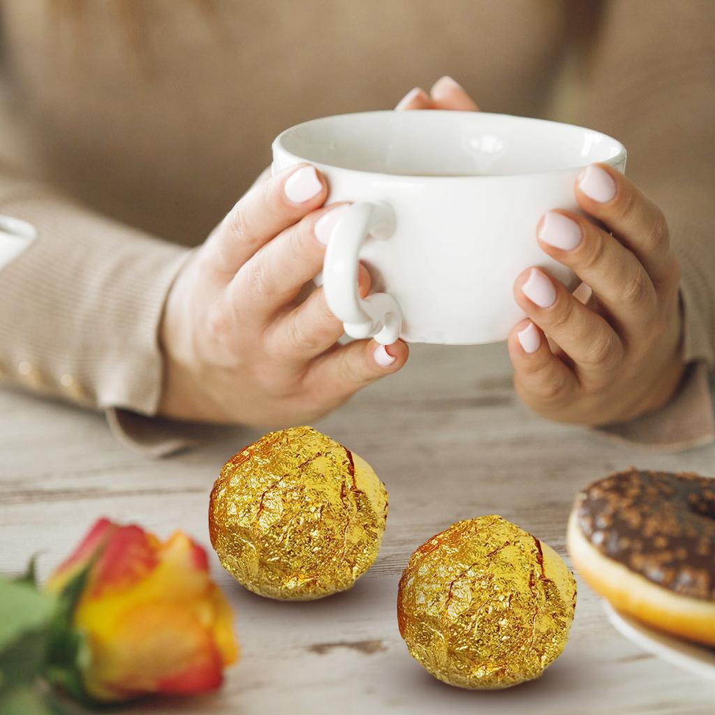 500pcs Candy Golden Aluminum Foil Paper 8X8Cm Precut Sheets For Chocolate Wrapping Food Safe Moisture Proof Party Favors Bakery