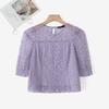 ZANZEA Womens Casual Hollow Lace Patchwork Summer 3/4 Sleeve Blouse