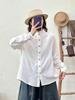 Women's Double-Layer Gauze Cotton Ruffle Stand Collar Long Sleeve Shirt - Early Spring Solid Color Versatile Layering