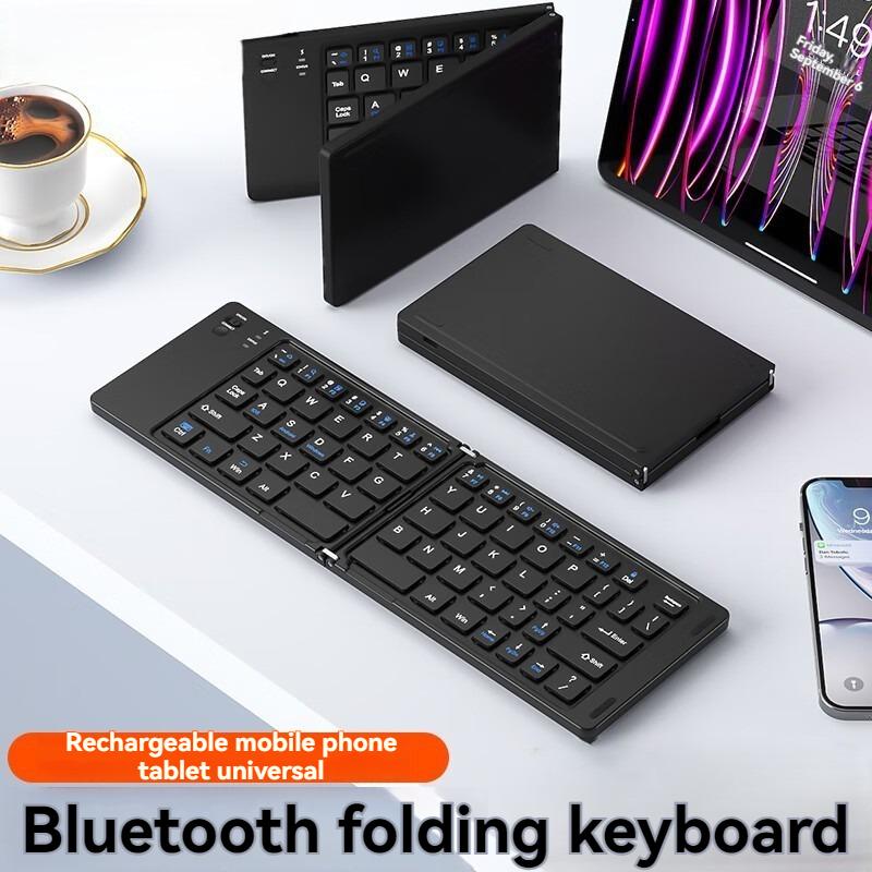 Foldable Wireless Keyboard Slim Portable Bluetooth Keyboard Rechargeable Folding Keyboard for IOS Windows Android iPad