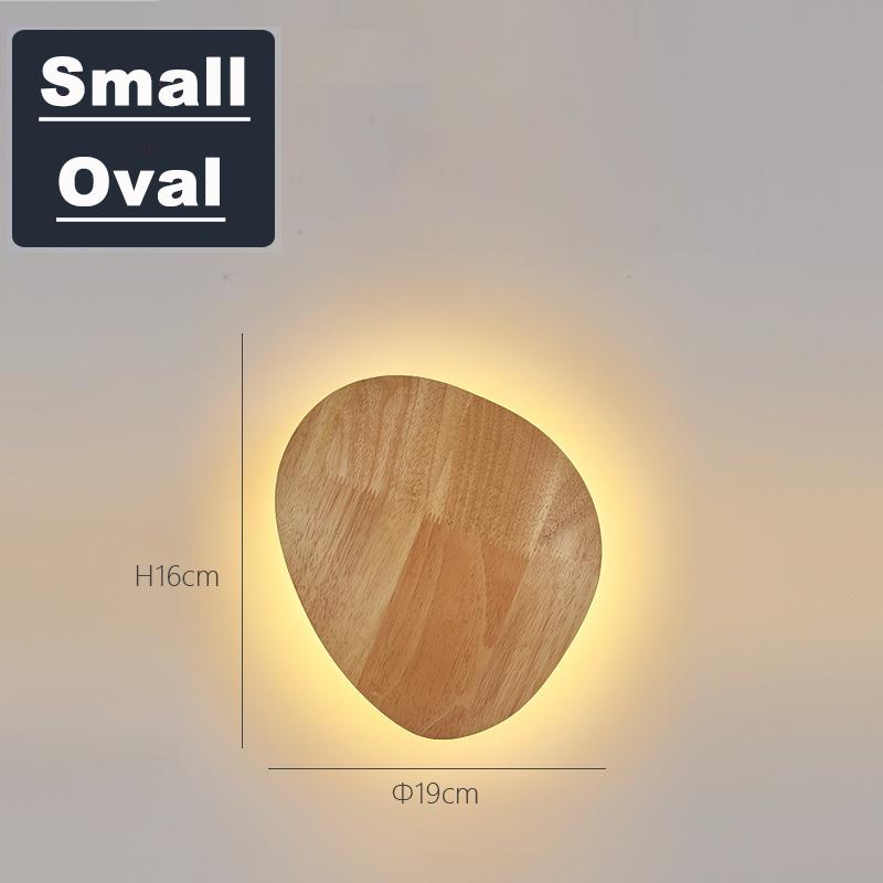 

Modern Indoor Bedroom Led Round Sconce Wall Lamp Japan Living Room Background Wooden Grain Wall Bracket Light for Staircase