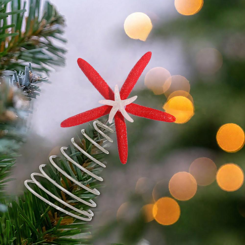 Starfish Tree Topper Christmas Tree Starfish Decoration Starfish Christmas Tree Topper with Metal Spiral for Festive Holiday