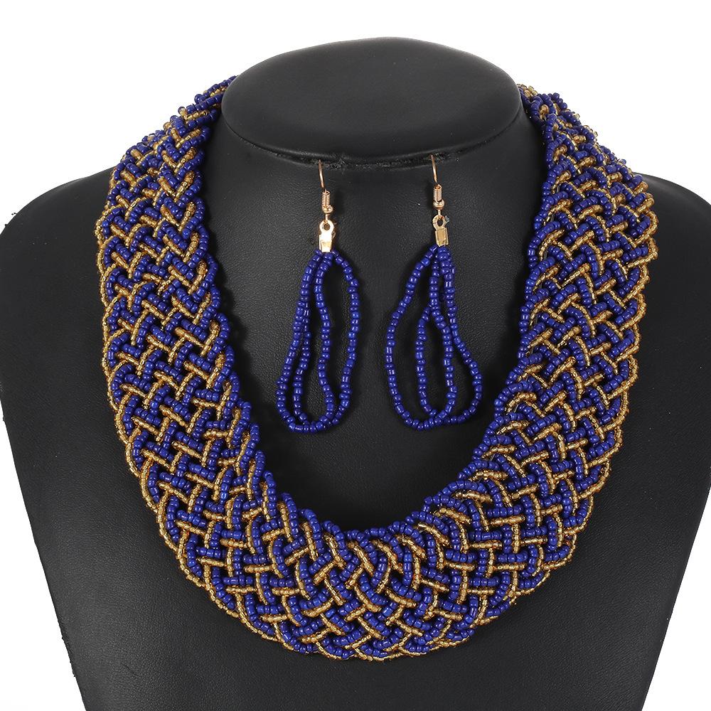Hand-Woven Millet Bead Necklace Set Bohemian Wide Version Accessories Retro Exaggerated