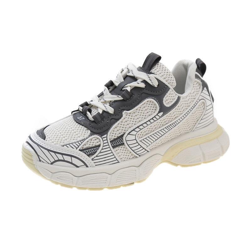 

Новая летняя сетчатая обувь для женщин, кроссовки с толстой подошвой из сетки, дышащая повседневная спортивная обувь для женщин 38 бежевый