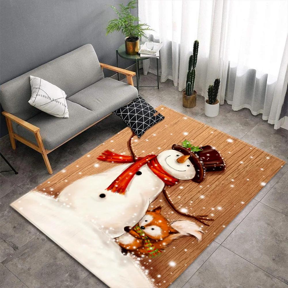 Christmas Santa Snowman Carpet for Living Room Decor Sofa Table Large Area Rugs Bedroom Bedside Floor Mat Christmas Decoration