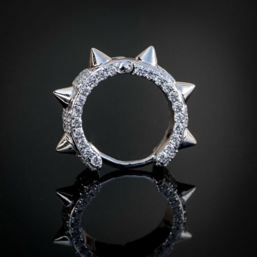 New Hiphop Rivet Small Hoop Earrings for Women Shiny Cubic Zirconia Stylish Female Accessories Silver Color Geometric Jewelry