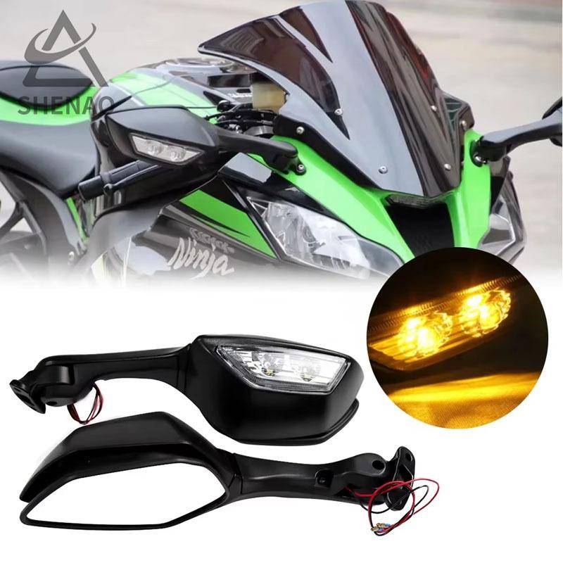 Motorcycle LED Rearview MIrror with LED Turn Signal Light Side Mirrors For Ninja ZX 10R ZX-10R 2011-2015 2016-2020 H2 2014-2015