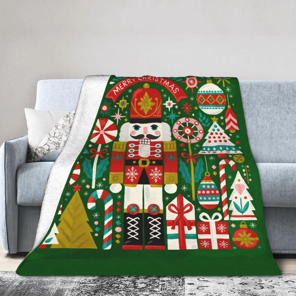 Christmas Nutcracker Flannel Blankets Spring  Soft Throw Blanket for Girls Boys Living Room Print Bedspread Sofa Bed Cover