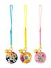 [Zune] Blumen-Chirimen-Kaleidoskop-Glocke (8 mm) Japanischer Chirimen Netsuke Schlüsselanhänger (3-teiliges Set) Satz 2 (Indigo, Yamabuki, Sakura)