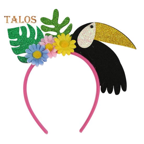 Summer Hawaiian Luau Headbands Palm Tree Flamingo Felt Beach Party Hair Accessory for Tropical Theme Party Supplies