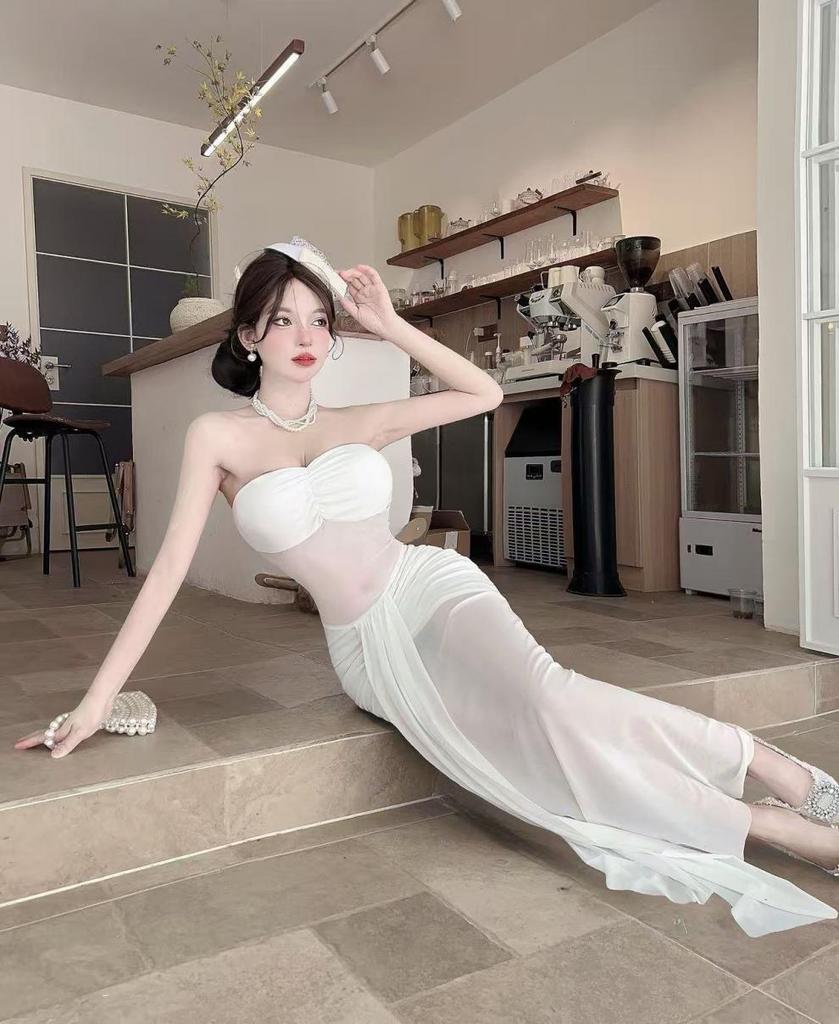 Women's Sexy Long Dress for Nightclub or Formal Wear - New Style Sauna Technician Work Clothes