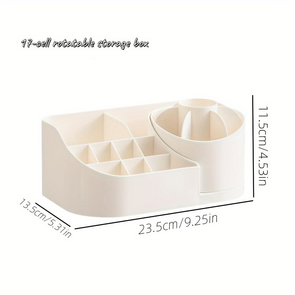 Multi-Functional 2-in-1 Desk Organizer Rotating Storage Box Large Capacity Office Supplies Stationery Markers Cosmetic Organizer