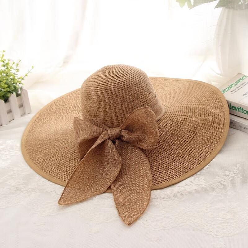 Women's Foldable Extra-Large Brim Straw Sun Hat