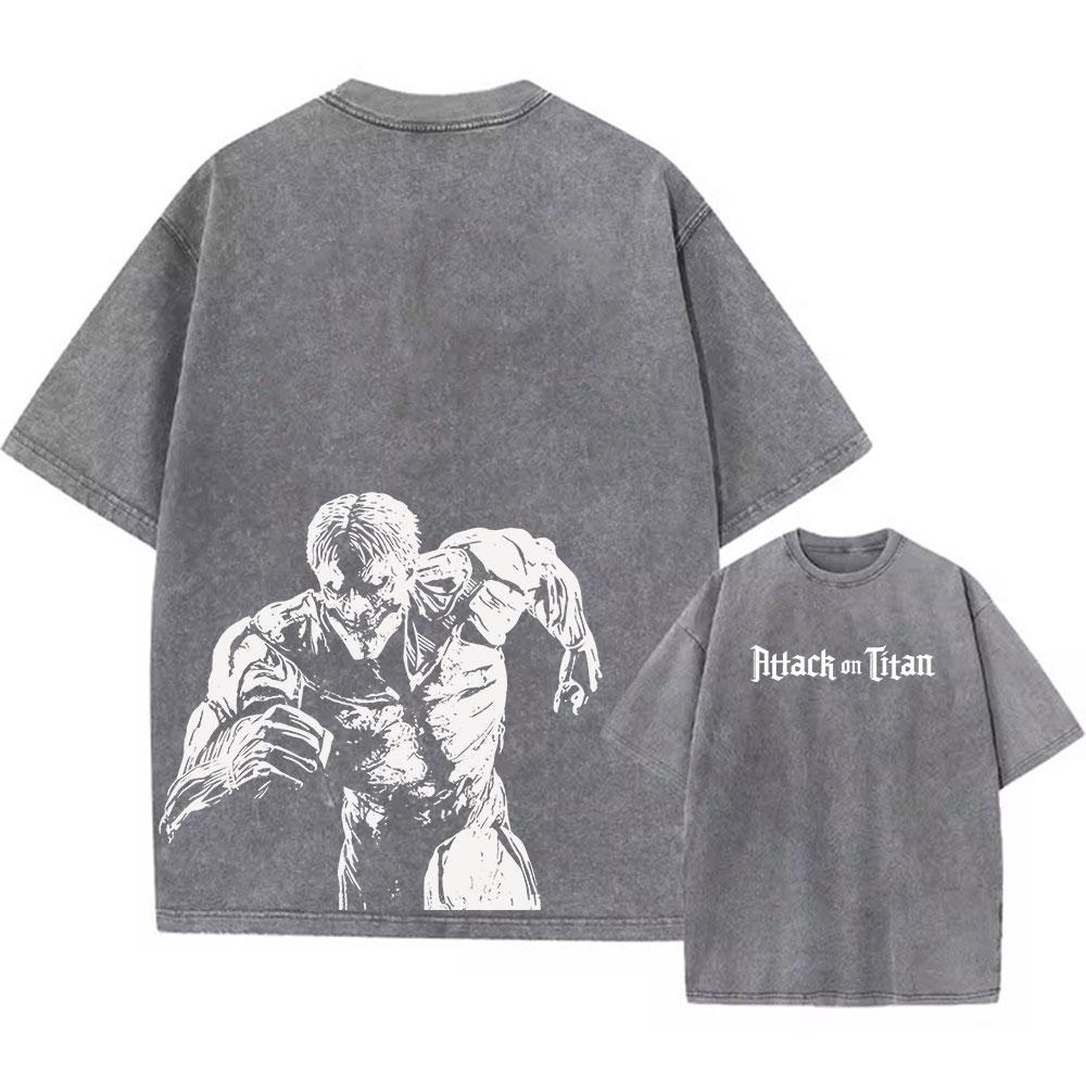2025 Anime Attack on Titan Trička Vintage Prané Tričko Harajuku Oversize Bavlněné Tričko Bavlna Móda Streetwear Unisex Top