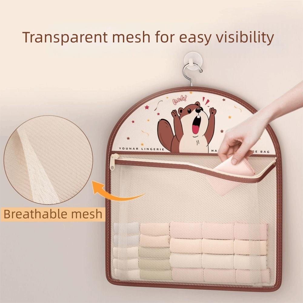 Cartoon Socks Storage Hanging Bag 1/2/3 Layer Hanging Mesh Bag Clothing Storage Bags  Dormitory