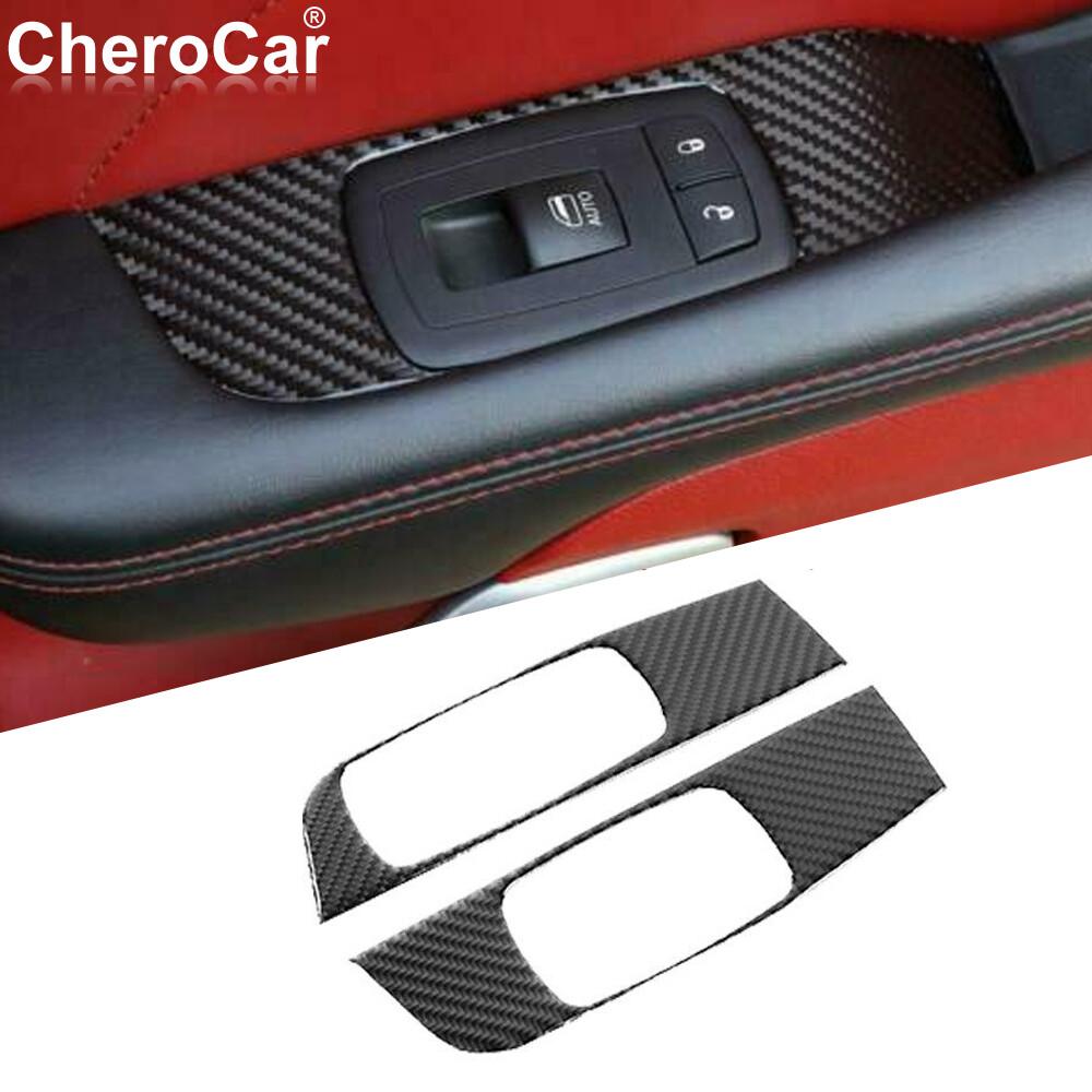 Soft Carbon Fiber Window Lift Trim Button Cover Trim for Dodge Challenger 2015+