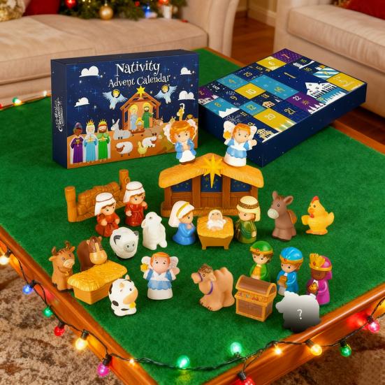 Nativity Advent Calendar Little People Collectibles Religious Christmas Countdown Calendar Christian Advent Calendar Gift for Kids Teens Families