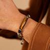 Non-fading Titanium Steel Tiger's Eye Stone Bracelet, Round Milled Chain, Stainless Steel Cuban Chain, Black Stone Bracelet for Men