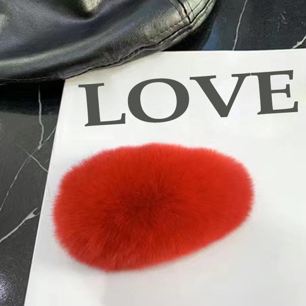 Girls Plush Hairpin Natural Rabbit Fur Women Bangs Hairpin