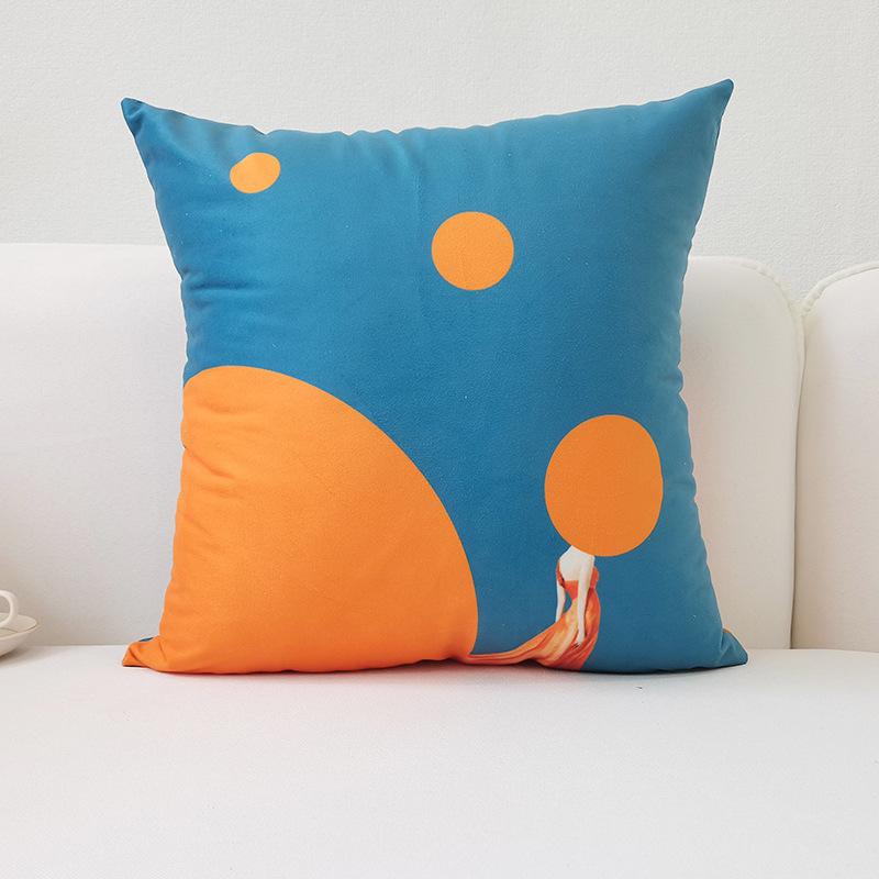 Nordic Ins Style Pillowcase Macaron Color Modern Simple Orange Sofa Car Cushion Cover Cushion Cover Pillowcase