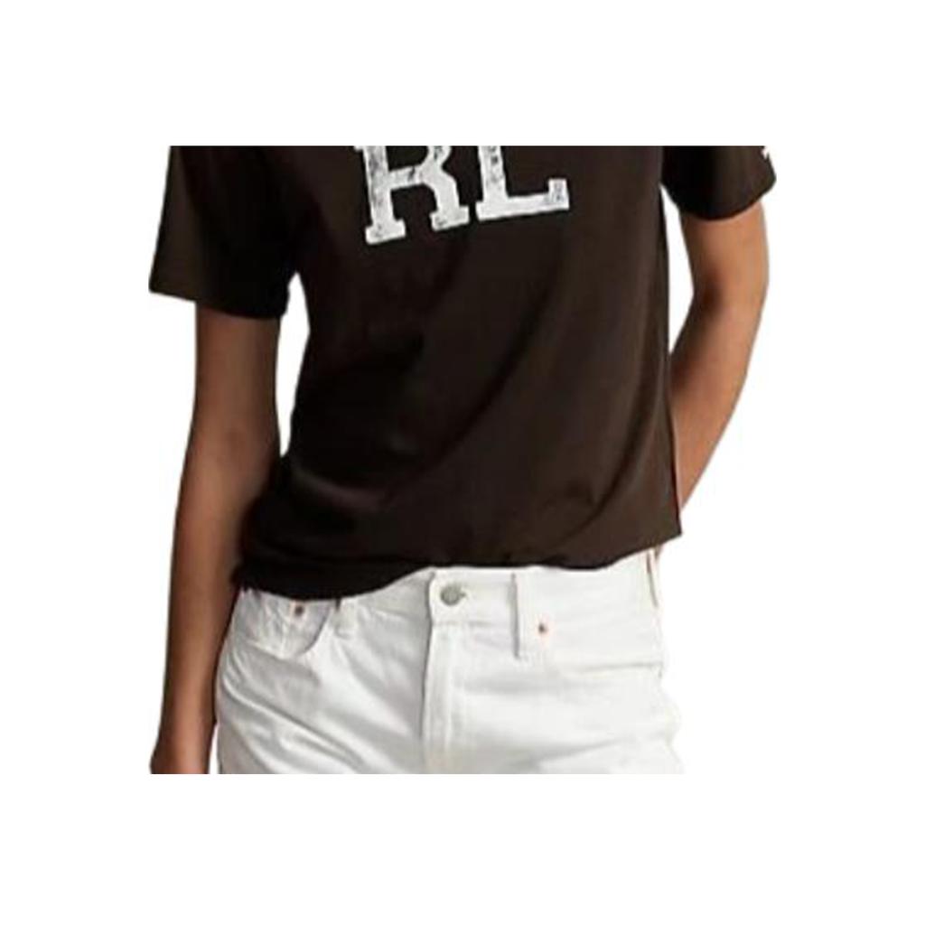 Polo Ralph Lauren Letter Logo Print Round Neck Short Sleeve T-Shirt Women T-Shirt Brown 211892611-002