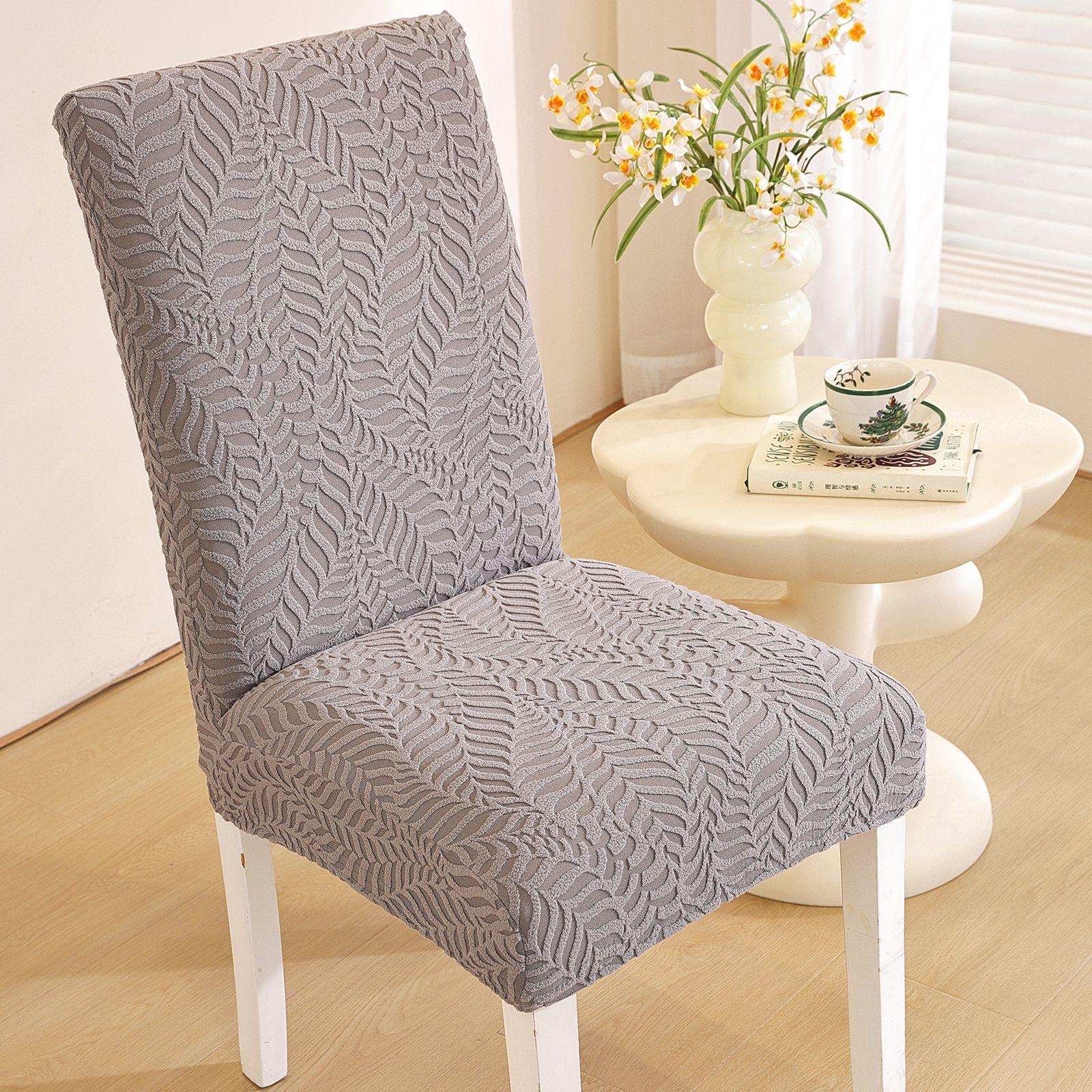 

1PC Jacquard Chair Covers Stretch Leaves Printed All-inclusive Seat Covers for Dining Room Hotel wedding Banquet chair protector