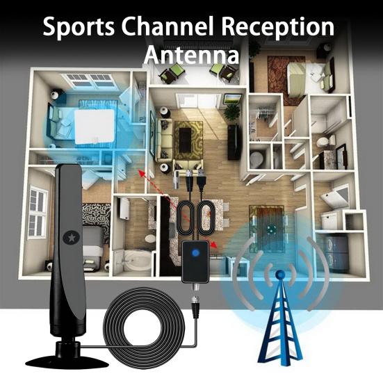 Innendørs digital antenne med forsterker Signalforsterker Bredt område Høy forsterkning Lav latens HDTV Bil-TV Antenne Tilbehør til hjemmet